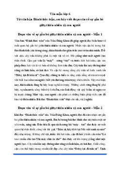 Văn mẫu lớp 6: Đoạn văn về sự gắn bó giữa thiên nhiên và con người qua bài Đánh thức trầu - Chân Trời Sáng Tạo