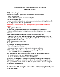 Đề cương môn Kinh tế chính trị Mác - Lênin (có đáp án)