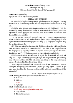 Bộ đề thi HK1 Văn 7 năm 2022-2023  ( có đáp án )