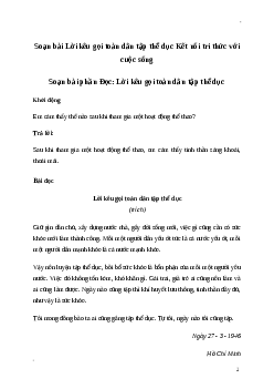 Soạn bài: Lời kêu gọi toàn dân tập thể dục Tiếng Việt 3 | Kết nối tri thức