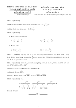Đề thi HK2 Toán 6 năm 2018 – 2019 phòng GD&ĐT thành phố Quảng Ngãi