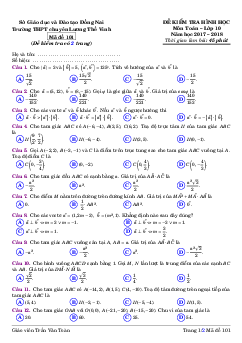 Đề kiểm tra Hình học 10 chương 2 năm 2017 – 2018 trường THPT chuyên Lương Thế Vinh – Đồng Nai