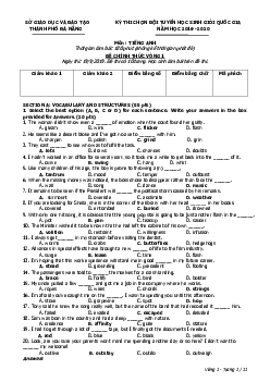 Đề thi chọn đội tuyển học sinh giỏi quốc gia năm học 2019 -2020 sở giáo dục và đào tạo thành phố Đà Nẵng môn Tiếng Anh đề chính thức vòng 1 (có đáp án)