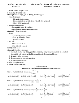 Đề cương ôn tập HK1 Toán 11 năm 2019 – 2020 trường Yên Hòa – Hà Nội