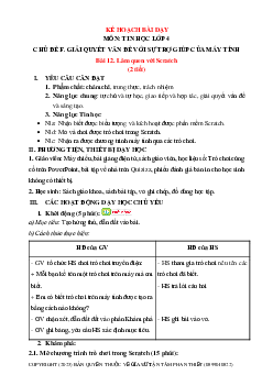 Giáo án Tin học lớp 4 Bài 12: Làm quen với Scratch | Chân trời sáng tạo
