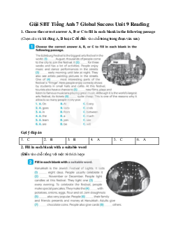 Giải SBT Tiếng Anh 7 Global Success Unit 9 Reading