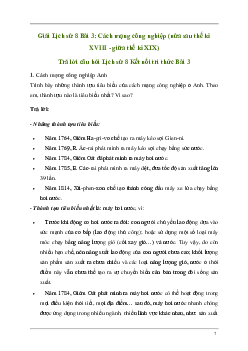 Giải Lịch sử 8 Bài 3: Cách mạng công nghiệp (nửa sau thế kỉ XVIII - giữa thế kỉ XIX | Kết nối tri thức