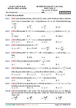 Đề thi HK1 Toán 12 năm học 2017 – 2018 trường THPT Gia Định – TP. HCM
