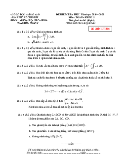 Đề thi HK1 Toán 11 năm 2019 – 2020 trường THPT Trần Hữu Trang – TP HCM
