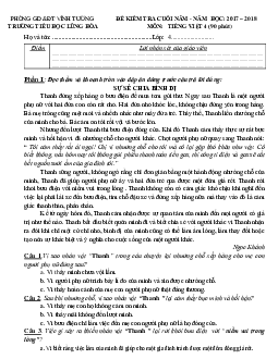 Đề thi học kì 2 môn Tiếng Việt lớp 4 trường Tiểu học Lũng Hòa, Vĩnh Phúc năm 2017 - 2018