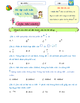 Giải Bài tập cuối tuần lớp 4 môn Toán Kết nối tri thức - Tuần 32