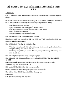 Đề cương ôn tập giữa kì 1 lớp 6 môn Khoa học tự nhiên năm 2023