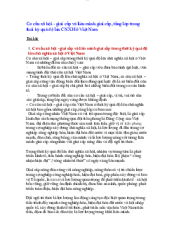 Cơ cấu xã hội - giai cấp và liên minh giai cấp, tầng lớp trong thời kỳ quá độ lên CNXH ở Việt Nam ?