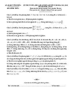 Đề thi tuyển sinh lớp 10 THPT chuyên năm học 2017 – 2018 môn Toán sở GD và ĐT Vĩnh Phúc