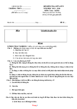 Đề Kiểm Tra Giữa HK1 Tin học 8 năm học 2023-2024 (có đáp án)