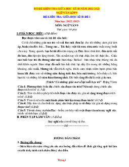 Bộ Đề Kiểm Tra Giữa Học Kỳ 2 Ngữ Văn 9 Năm 2022-2023 (Có Lời Giải)