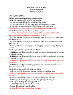 Đề thi học kì 2 môn Công nghệ 6 năm 2022 - 2023 sách Cánh diều | Đề 7