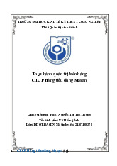 Thực hành quản trị bán hàng CTCP Hàng tiêu dùng Masan | Đại học Kinh tế kỹ thuật công nghiệp