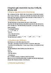 Công thức giải nhanh Hình học lớp 12 đầy đủ, dễ hiểu nhất