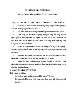 Nội dung ôn tập môn Tôn giáo và tín ngưỡng ở Việt Nam | Đại học Văn hóa Hà Nội