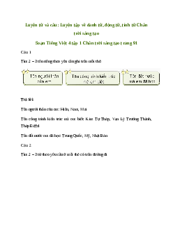 Soạn bài Luyện từ và câu: Luyện tập về danh từ, động từ, tính từ - Tiếng Việt 4 Chân trời sáng tạo
