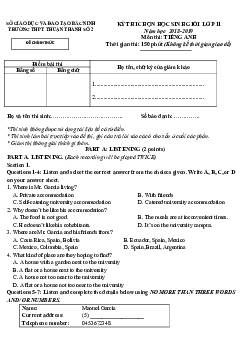 Kỳ Thi Chọn Học Sinh Giỏi Lớp 11 Năm Học 2018-2019 Môn Thi Tiếng Anh - Trường Thpt Thuận Thành Số 2 (có đáp án)