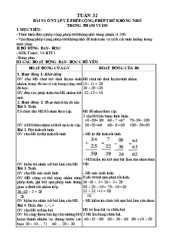 Giáo án môn Toán 1 - Tuần 32 | sách Vì sự bình đẳng và dân chủ trong giáo dục