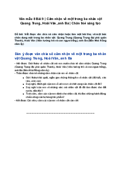 Văn mẫu 8 | Cảm nhận về một trong ba nhân vật Quang Trung, Hoài Văn, anh Ba