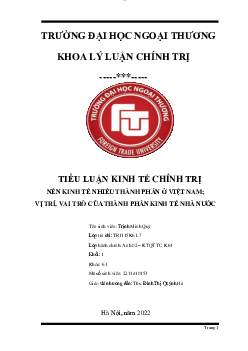 Tiểu luận "Nền kinh tế nhiều thành phần ở Việt Nam"