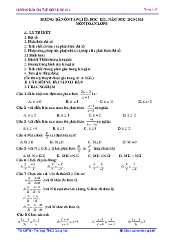 Đề cương giữa học kì 2 Toán 8 năm 2023 – 2024 trường THCS Song Mai – Bắc Giang