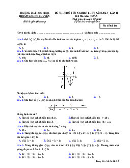 Đề thi thử THPT Quốc gia năm 2023 môn Toán (có đáp án) lần 2 trường chuyên Đại học Vinh, Nghệ An