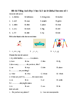 Đề thi Tiếng Anh lớp 3 học kì 2 sách Global Success số 1