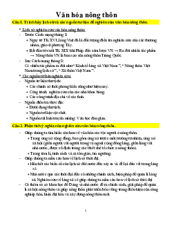 Bài tập tự luận môn Văn hóa nông thôn | Đại học Văn hóa Hà Nội