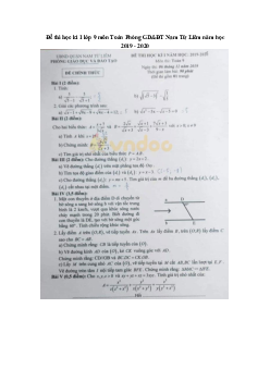 Đề thi học kì 1 lớp 9 môn Toán Phòng GD&ĐT Nam Từ Liêm năm học 2019 - 2020