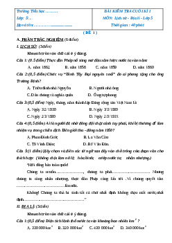 Đề thi học kì 1 lớp 5 môn Lịch Sử Địa Lí tải nhiều