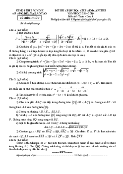 Đề thi học sinh giỏi Toán 9 năm học 2018 – 2019 sở GD&ĐT Bắc Ninh