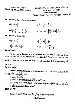 Đề kiểm tra chất lượng cuối năm Toán 6 năm 2018 – 2019 sở GD&ĐT Bắc Ninh
