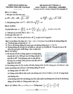 Đề khảo sát Toán 9 tháng 11 năm 2023 trường THCS Bế Văn Đàn – Hà Nội