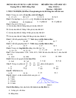 Đề giữa học kì 1 Toán 6 năm 2022 – 2023 trường Hồng Thái – Thái Bình
