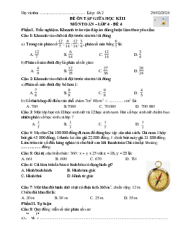 Đề ôn thi giữa học kì 2 môn Toán 4 sách Cánh diều | đề 4