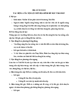 Tóm tắt lý thuyết Địa lý 10 bài 8: Tác động của nội lực đến địa hình bề mặt Trái Đất