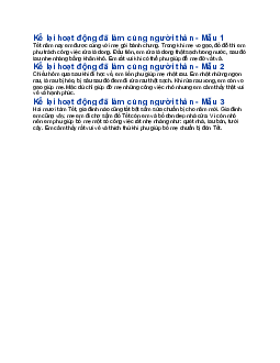 Viết đoạn văn kể lại hoạt động đã làm cùng người thân - Tập làm văn lớp 3 Cánh diều