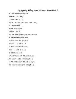 Ngữ pháp Tiếng Anh 3 Smart Start Unit 2 Family