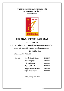 Báo cáo bài tập nhóm: Cải thiện năng suất tại xưởng gia công gốm sứ Việt