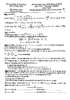 Đề học sinh giỏi tỉnh Toán 9 năm 2020 – 2021 sở GD&ĐT Thừa Thiên Huế