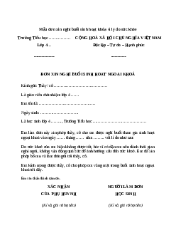 Đơn xin nghỉ buổi sinh hoạt khóa vì lý do sức khỏe | Văn mẫu Tiếng việt 10| Cánh diều