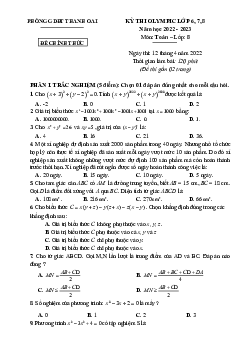 Đề thi Olympic Toán 8 năm 2022 – 2023 phòng GD&ĐT Thanh Oai – Hà Nội