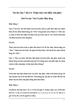 Bài 15: Thuật toán tìm kiếm nhị phân | Giải Tin học lớp 7 sách Kết nối tri thức