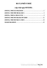 Bài tập chương 2 đến chương 5 về Thuế xuất nhập khẩu và TNDN môn Thuế nhập khẩu | Trường Đại học Kinh Doanh và Công Nghệ Hà Nội