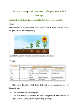 Giải Khoa học tự nhiên 7 Bài 34: Sinh trưởng và phát triển ở sinh vật | Chân trời sáng tạo